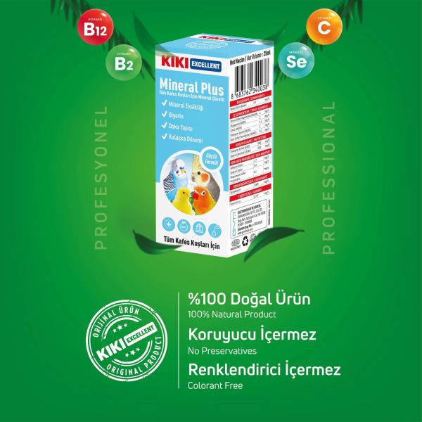 KIKI Excellent Kuş Mineral Plus 25 ml. 16 Adet (Kutu)