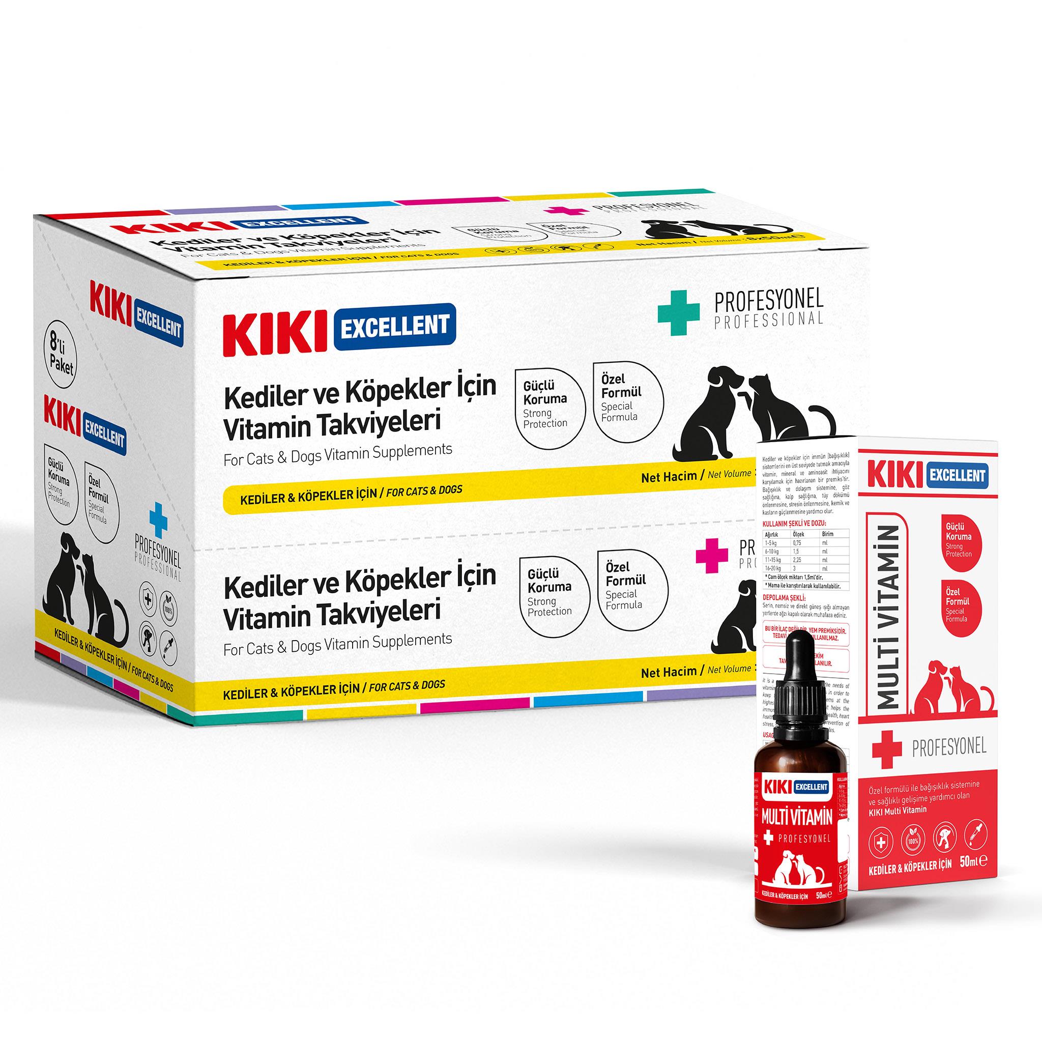 KIKI Excellent Kedi & Köpek Multi Vitamin Şurup 50 ml. 8 Adet (Kutu)
