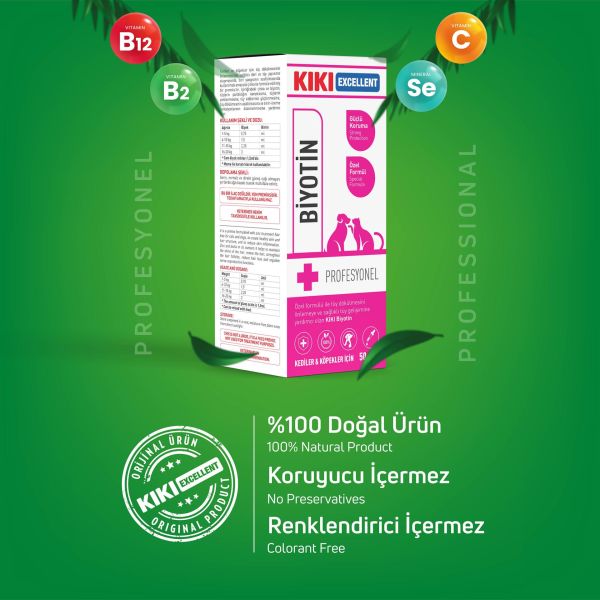 KIKI Excellent Kedi & Köpek Biyotin Şurup 50 ml. 8 Adet (Kutu)