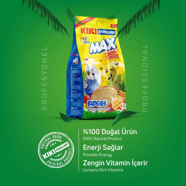 KIKI Excellent Kuş Max Menu Budgies Ballı Muhabbet Kuşu Yemi 500 gr. 12 Adet (Kutu)