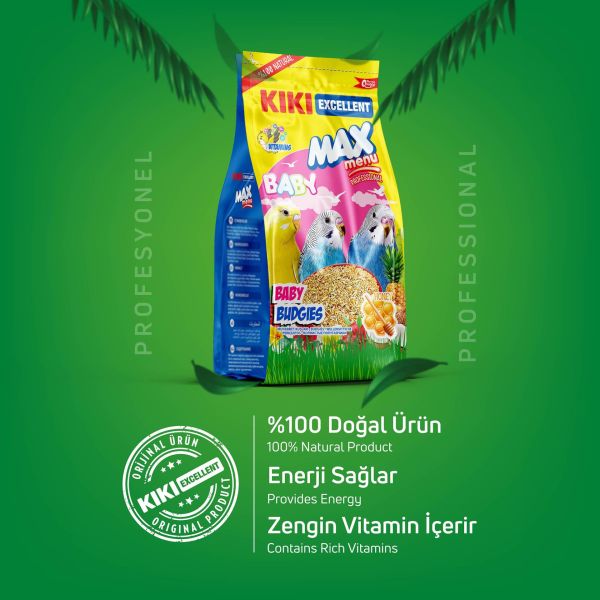 KIKI Excellent Kuş Max Menu Baby Budgies Yavru Muhabbet Kuşu Yemi 500 gr. 12 Adet (Kutu)