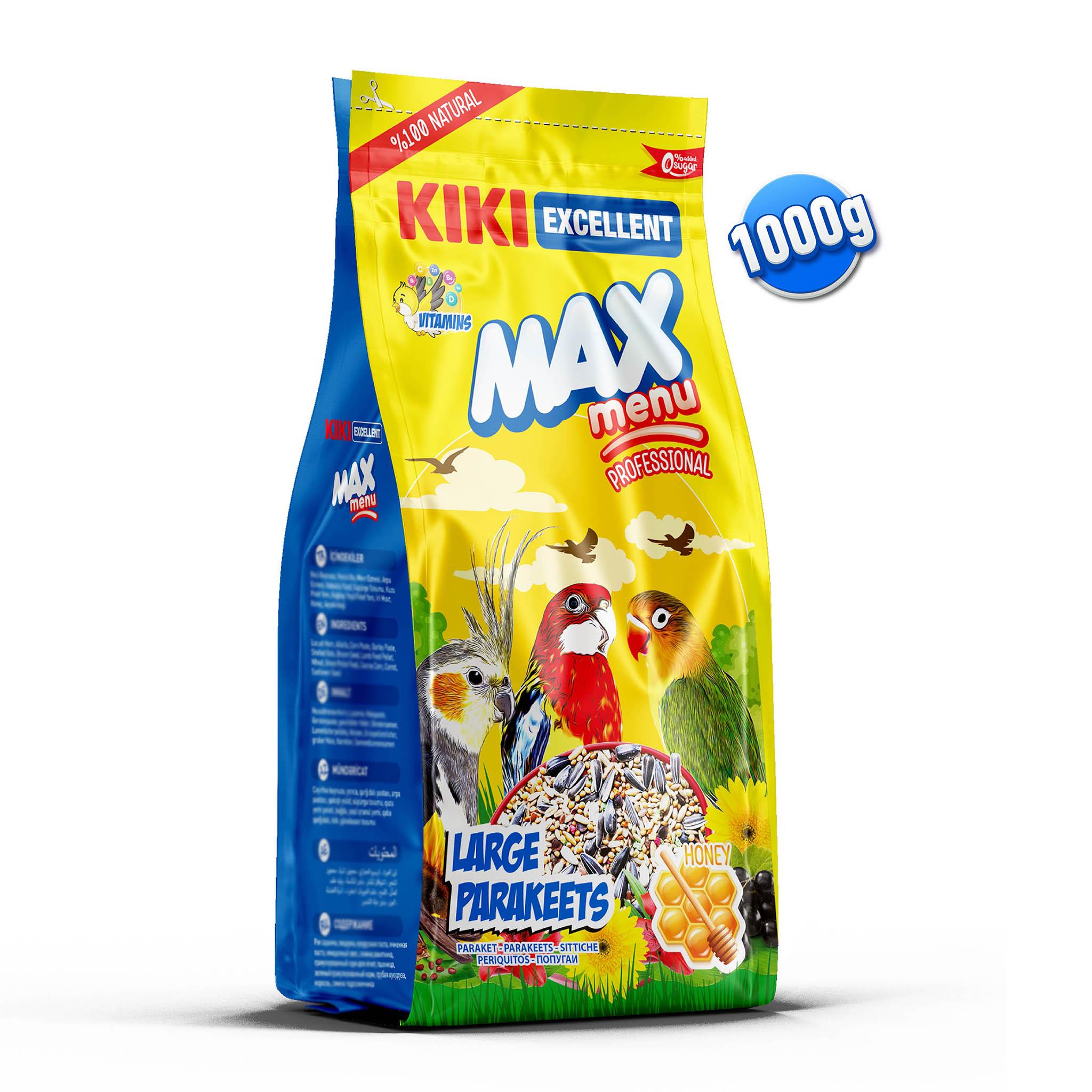 KIKI Excellent Kuş Max Menu Large Parakeets Büyük Pareket Yemi 1000 gr. 8 Adet (Kutu)