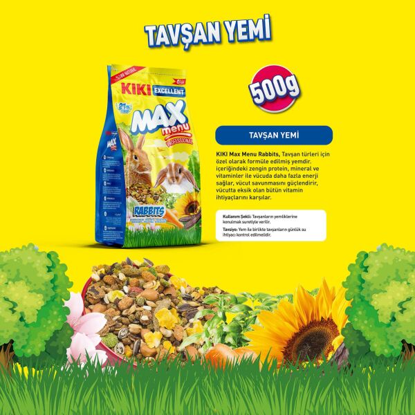 KIKI Excellent Kemirgen Max Menu Rabbits Tavşan Yemi 500 gr. 12 Adet (Kutu)