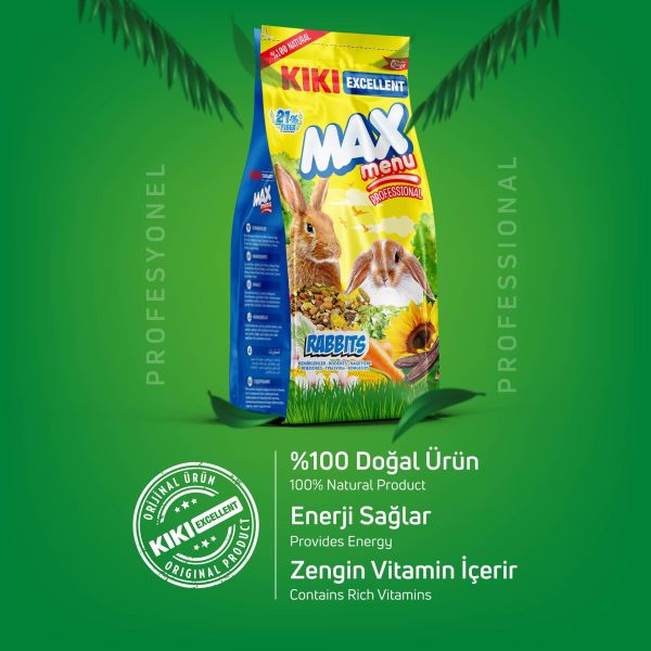 KIKI Excellent Kemirgen Max Menu Rabbits Tavşan Yemi 1000 gr. 8 Adet (Kutu)