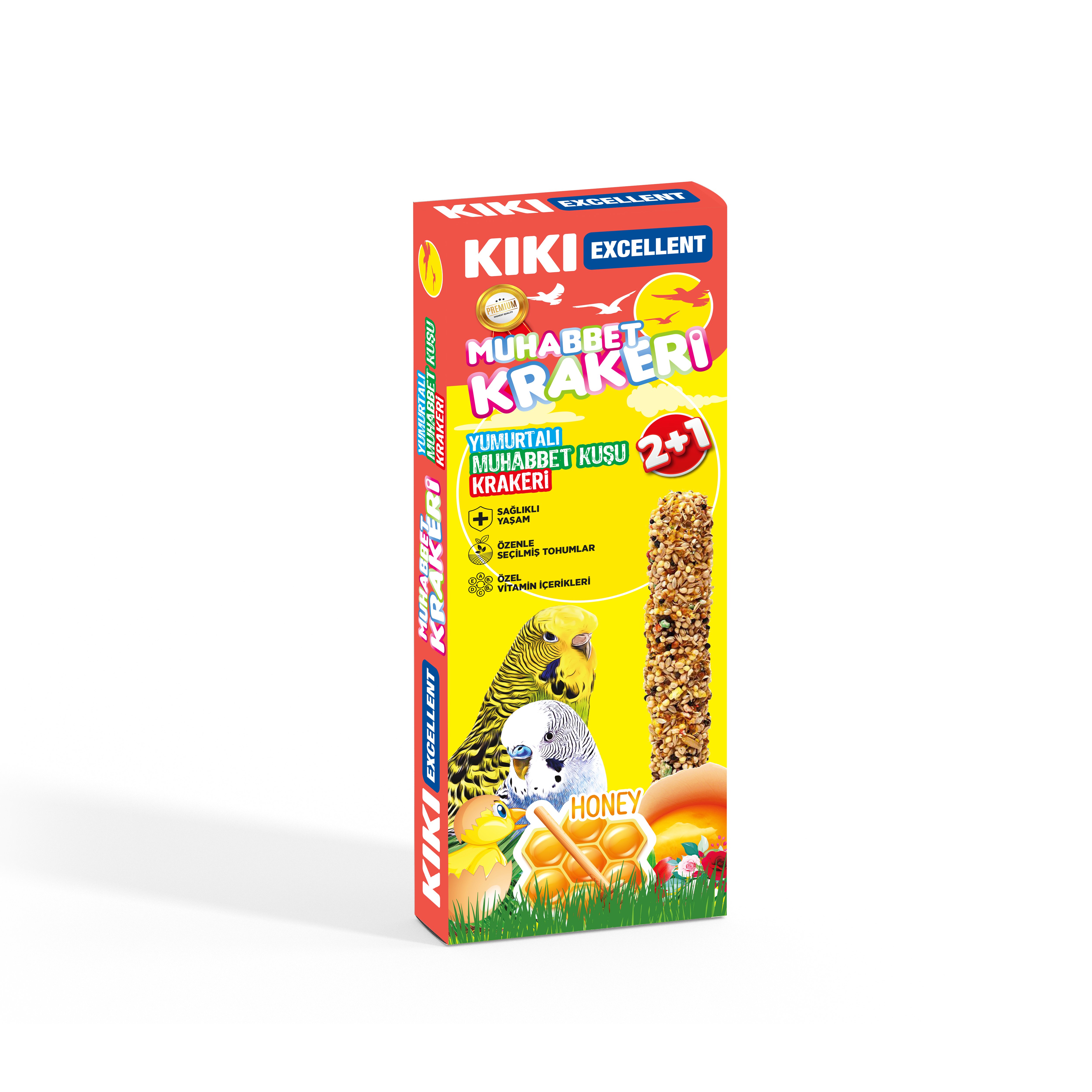 Yumurtalı Muhabbet Kuşu Krakeri 3'lü  - Doğal Kraker (10 KUTU)