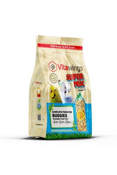VitaWings Super Mix Menu  Budgies Ballı Muhabbet Kuşu Yemi 800 Gr. 8 Adet (Kutu)