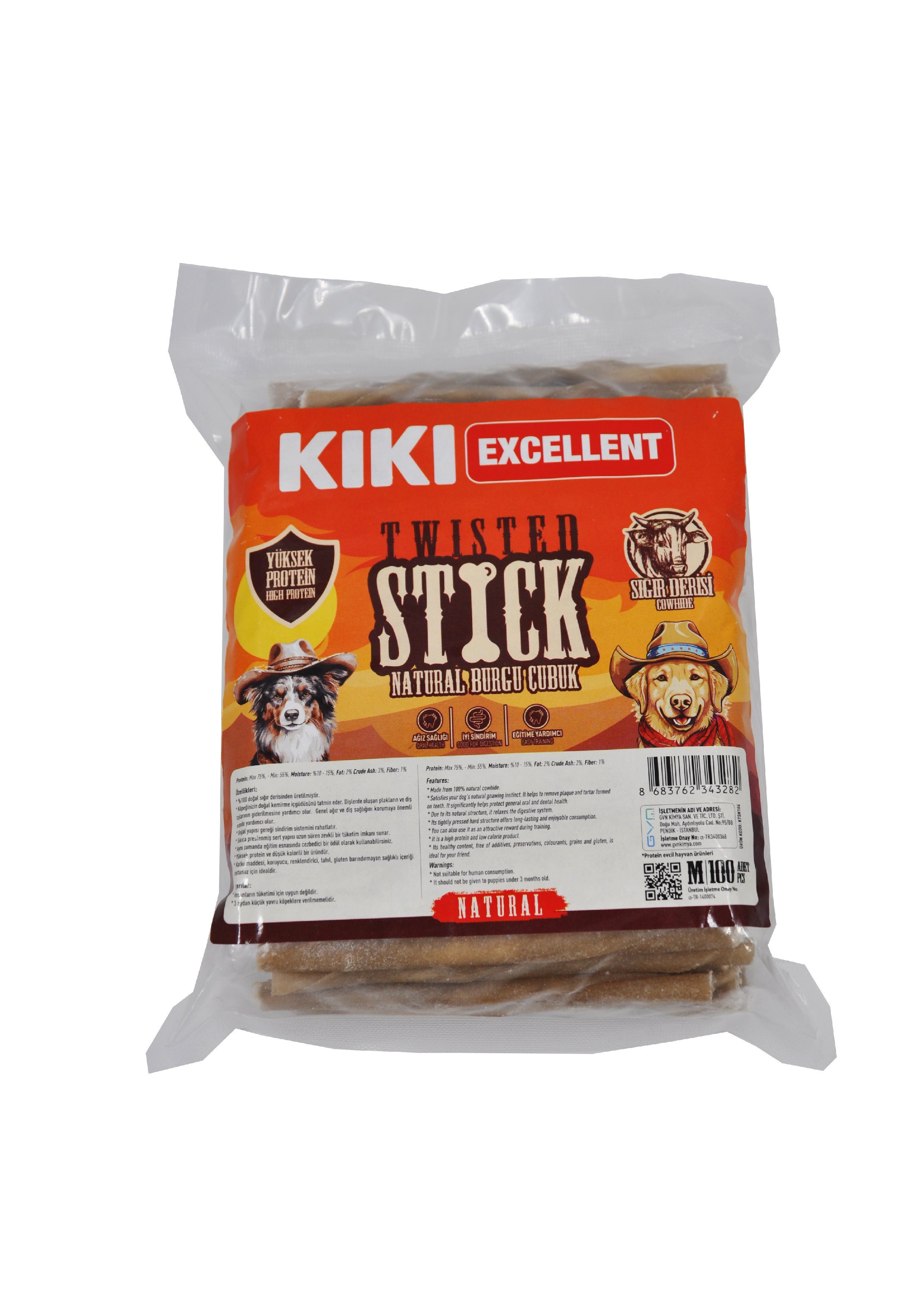 TWISTED STICK -  SIĞIR DERİSİNDEN NATURAL BURGU  ÇUBUK M-100 ADET