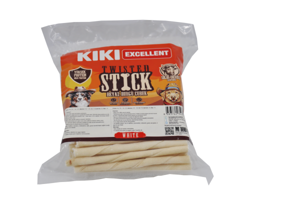 WHITE TWİSTED STİCK (BEYAZ BURGU ÇUBUK) SIĞIR DERİSİNDEN  M - 100 ADET