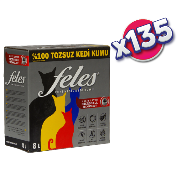 (PALET - 135 ADET ) DOĞAL KEDİ KUMU 8 Lt, Aktif Karbon, %100 Tozsuz