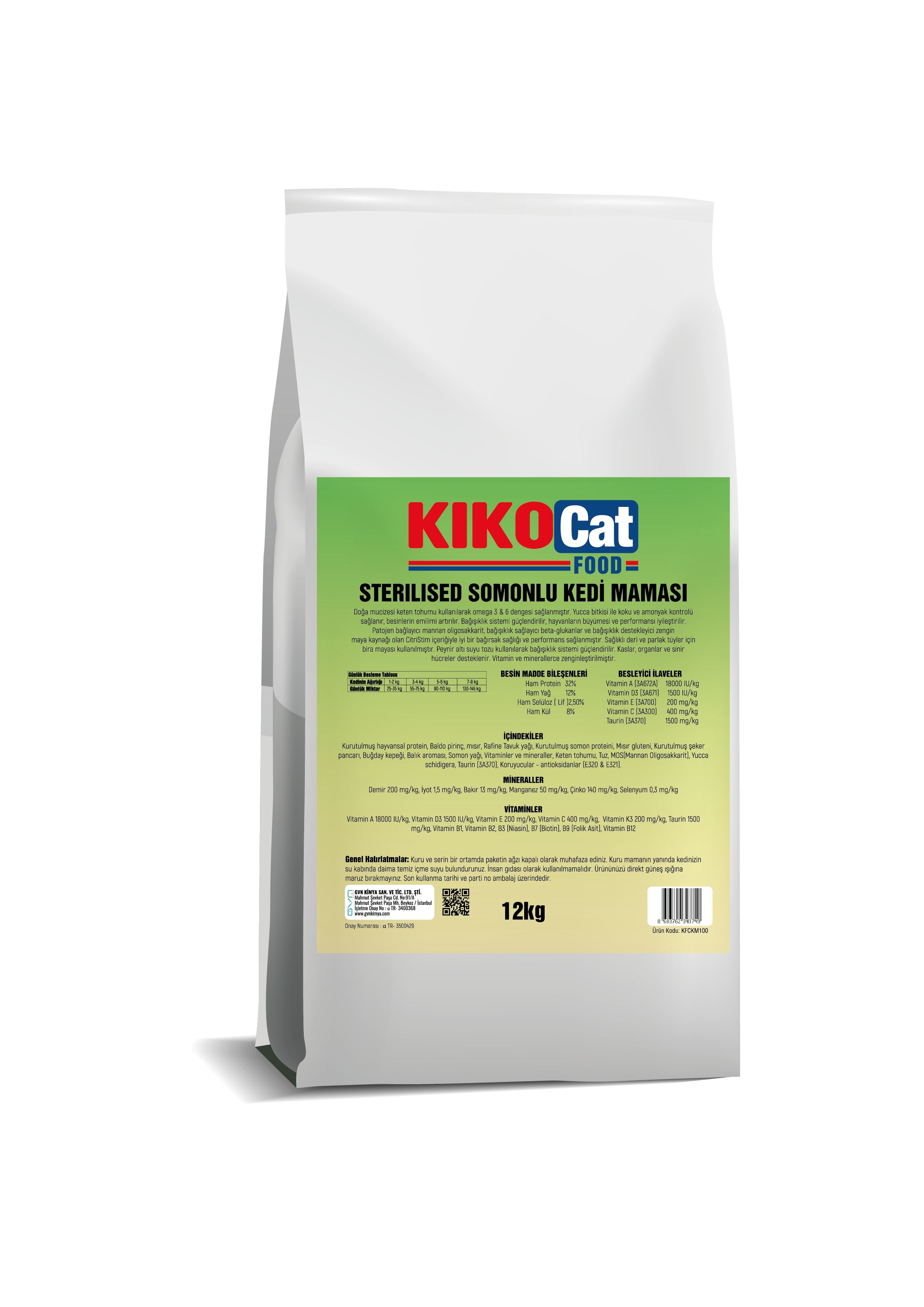 KISIRLAŞTIRILMIŞ KEDİ MAMASI 12KG - SOMONLU