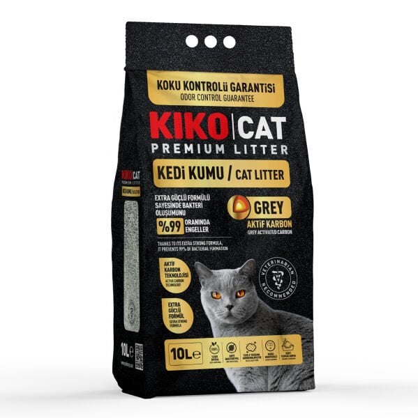 KIKO CAT GREY AKTİF KARBON PREMIUM BENTONİT KEDİ KUMU - 10L