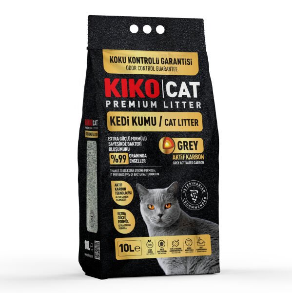 KIKO CAT GREY AKTİF KARBON PREMIUM BENTONİT KEDİ KUMU - 10L