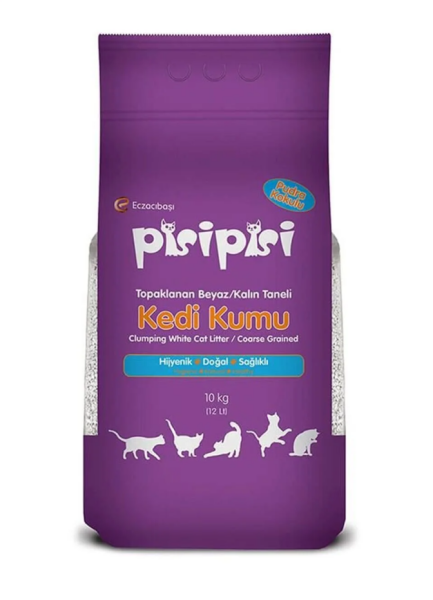 Pisi Pisi Kedi Kumu - Kalın Taneli - Pudra Kokulu - 10KG