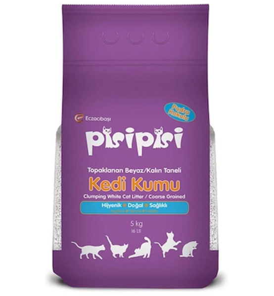 Pisi Pisi Kedi Kumu - Kalın Taneli - Pudra Kokulu - 5KG