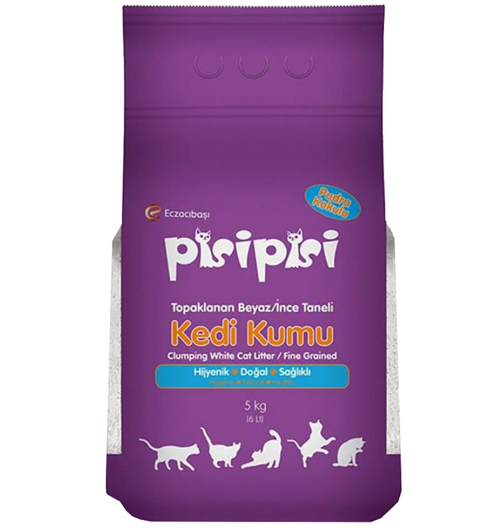 Pisi Pisi Kedi Kumu - İnce Taneli - Pudra Kokulu - 5KG