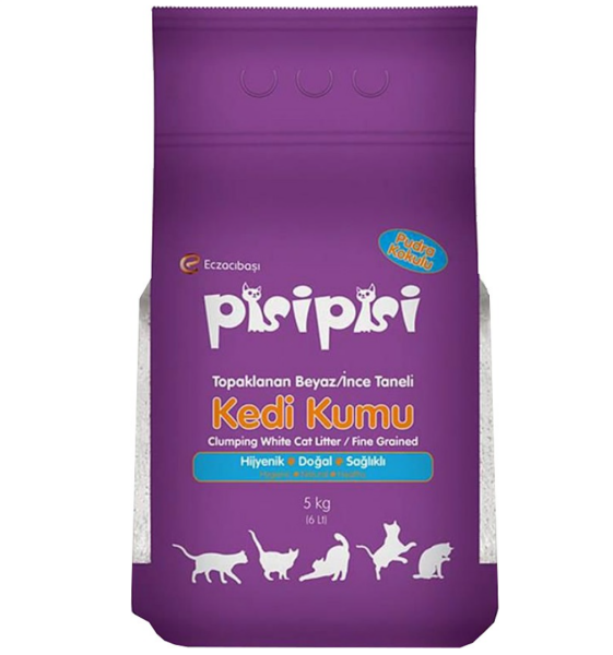 Pisi Pisi Kedi Kumu - İnce Taneli - Pudra Kokulu - 5KG