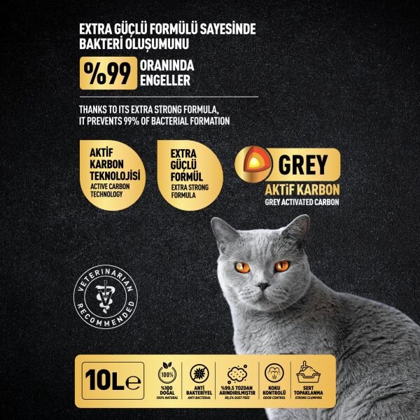 (PALET - 120 ADET) KIKO CAT GREY AKTİF KARBON PREMIUM BENTONİT KEDİ KUMU - 10L
