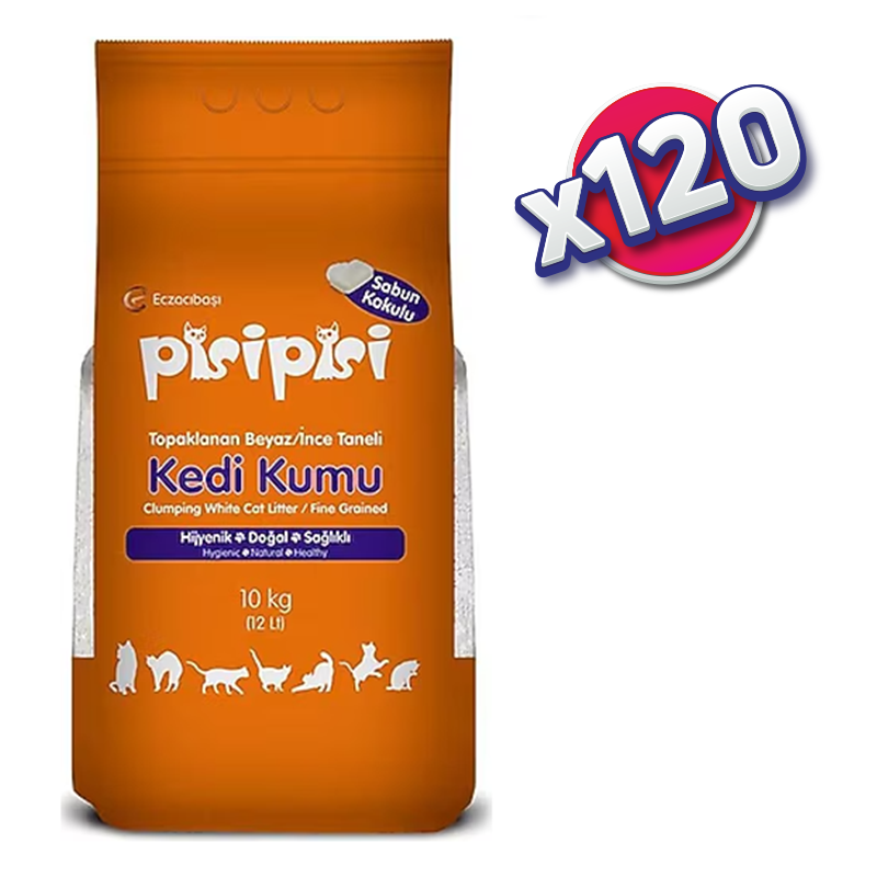 (PALET - 120 ADET) Pisi Pisi Kedi Kumu - İnce Taneli - Sabun Kokulu - 10KG