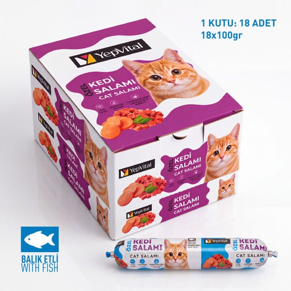YepVital Kedi Salamı Balıklı (18x100 gr) - KUTU