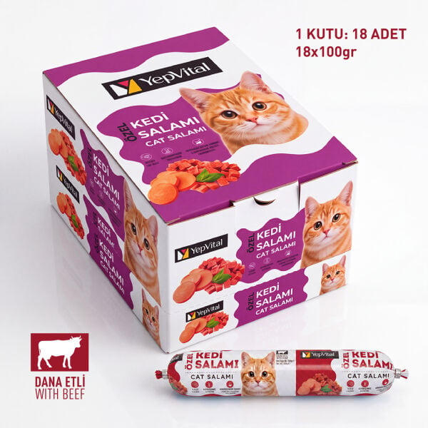 YepVital Kedi Salamı Dana Etli (18x100 gr) - KUTU