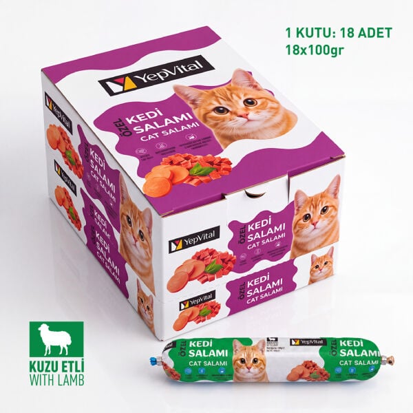 YepVital Kedi Salamı Kuzu Etli (18x100 gr) - KUTU